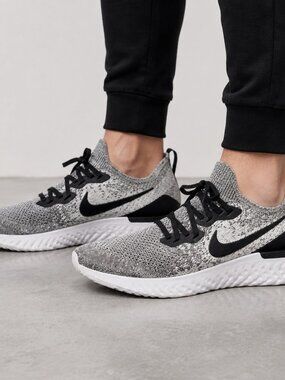 Nike Epic React Flyknit 2 Men's Size 14 Gray Black Running Shoes Athletic Sneake